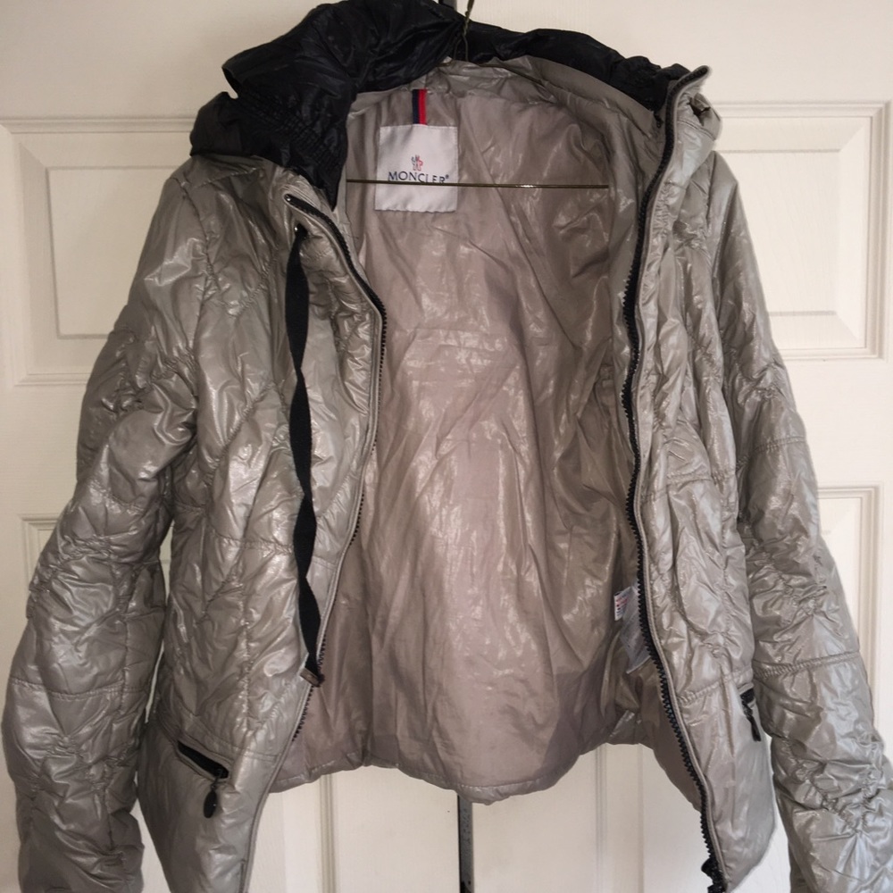 Silver Moncler puffy coat